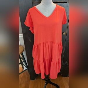 GAP XL Tall Coral Tiered Tshirt Dress